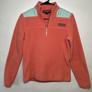 Vineyard Vines 1/4 Zip Fleece Pullover Womens Size XS Shep Ian Pink Long Sleeve